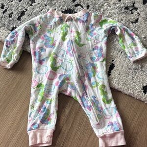 Unbranded White Footie One-Piece with Pink Trim and Colorful Mermaid Print